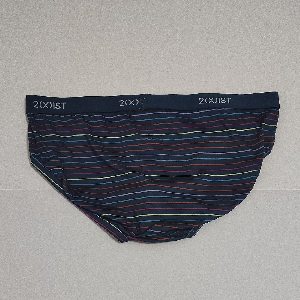 2(X)IST Micro Speed Dri Men's Briefs In Blue with Subtle Stripes - Picture 2 of 3